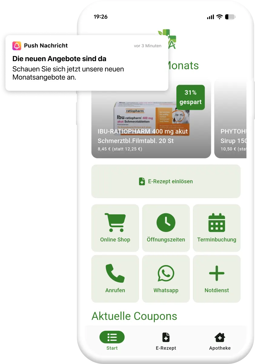 Beispiel einer App für Apotheken mit Push-Nachricht